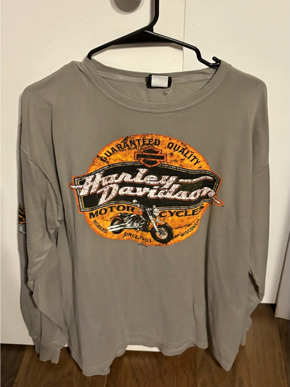Harley-Davidson Detroit Gray Long Sleeve Tee with Orange Graphic